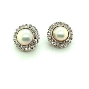 14K White Gold Moby Pearl Earrings